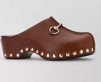 Gucci leather clogs metal hardware round toe