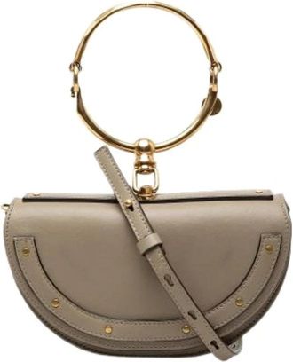Chlo&eacute; Pre-owned Nile Satchel - Dames - Vintage Schoudertas - Grijs - ONE Size - Leer - Vintage