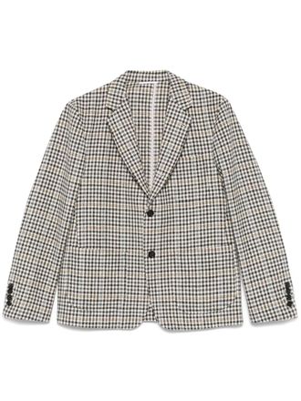Thom Browne checked tweed blazer - men - Wool/Cupro - 1 - Neutrals