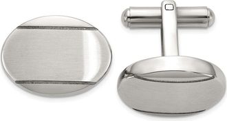 Diamond2Deal Stainless Steel Brushed and Polished Oval Cuff Links