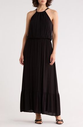 West K Halter Neck Gauze Maxi Dress in Black at Nordstrom Rack, Size X-Small