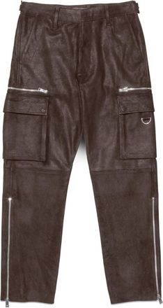 Purple straight-leg suede cargo trousers - men - Goat Skin - 29 - Brown