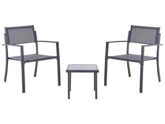 Beliani Conjunto de balc&oacute;n Metal Gris oscuro