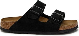 Birkenstock Arizona Suede Sliders - Black - 41 (IT41/ UK8)