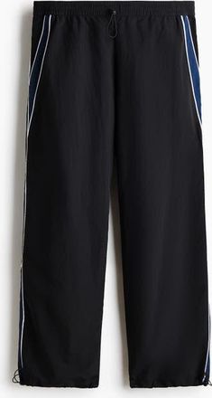 H&M Loose Fit Nylon Track Pants in Black/panels at Nordstrom, Size Xx-Large