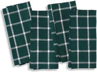 Solino Home Linen Dinner Napkins Set of 4, 20 x 20 - Windowpane in Dark Green at Nordstrom
