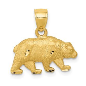 Diamond2Deal 10k Yellow Gold Diamond-cut Bear Pendant