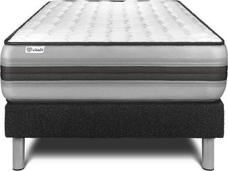VITALIT Somier Negro + Colch&oacute;n Con Muelles Y Viscoel&aacute;stica 90 X 190