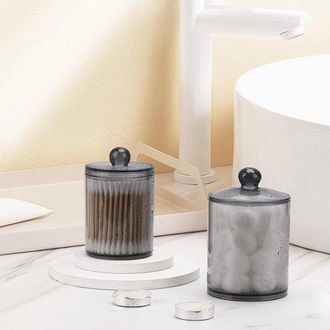 No Brand Paquete De 3 Dispensadores Transparentes De Discos De Algod&oacute;n Para Maquillaje Con Tapa, Frascos De Almacenamiento De Acr&iacute;lico Para Hisopos Y Accesorio