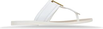 Tom Ford Platte leren sandalen met gouden details - Dames - Slippers - Wit - 39 EU - Leer - Schoenen