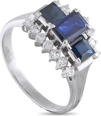 Luxury Bazaar Platinum 0.38ct Diamond and Sapphire Ring 5314