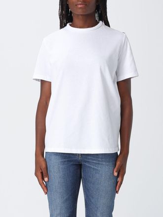 Elisabetta Franchi T-shirt in cotone con logo metallico e chiusura posteriore