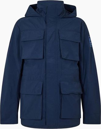 Timberland Mens Abington Solid Patterned Hooded Snap Button Field Jacket - Navy - Size: Regular/36