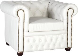 Giner&Colomer Sill&oacute;n chester uniplaza tapizado en piel natural acabado blanco