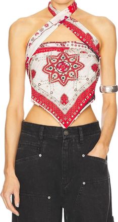 Isabel Marant Pre-Loved Feyza Top In Red & Ecru