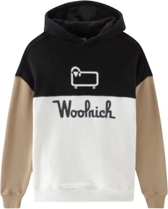 Woolrich Color Block Hoodie - Heren - Hoodies - Veelkleurig - S - Katoen - Hoodies & sweatvesten