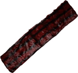 Dolce & Gabbana Black Red Stripe Fur Shawl Neck Wrap Womens Scarf