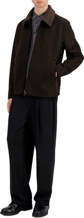 Harris Wharf London Mens Veste Golf Harris Wharf London En Laine Press&eacute;e Et Bouclette Brun Fonc&eacute; Brown Jacket