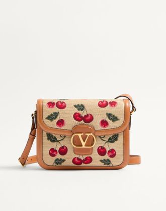 Valentino Garavani Valentino Garavani 9To5 Shoulder Bag In Jacquard Raffia With Cherryfic Motif Wo