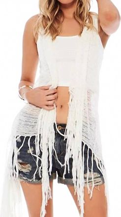 L*Space Janis Fringe Vest In Ivory