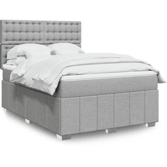 vidaXL Vidaxl - Cama Box Spring Con Colch&oacute;n Tela Gris Claro 140x200 Cm