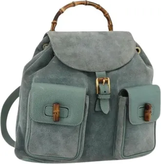 Gucci Pre-owned Backpacks, female, Green, Size: ONE SIZE Pre-owned Suede Backpack