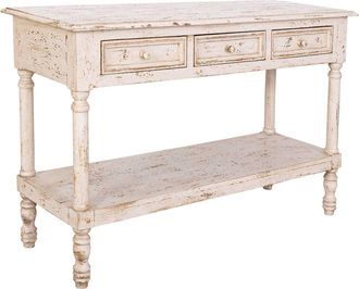 Wanderlust Deco Recibidor De Madera Artesanal Blanco 120x45x80h Cm