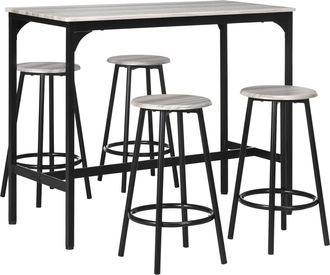 STILVORA Mes&oacute;n De Bar Con Juego De Taburetes, Set De 5 Piezas De Mes&oacute;n De Bar, Mesa De Cocina Con 4 Taburetes De Bar, Grupo De Comedor En Dise&ntilde;o Industrial, Pa