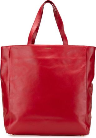 Saint Laurent Red Color Leather Pouch Tote Bag (Pre-Owned)