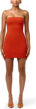 Naked Wardrobe Crepe Tube Minidress in Tangerine at Nordstrom, Size X-Large