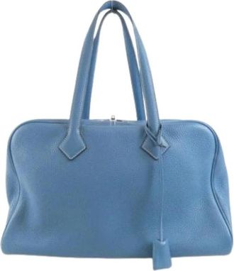 Herm&egrave;s Pre-owned Boston tas - Dames - Vintage Handtas - Blauw - ONE Size - Leer - Vintage
