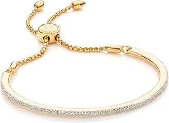 Monica Vinader Gold Fiji Skinny Bar Friendship Chain Bracelet Diamond