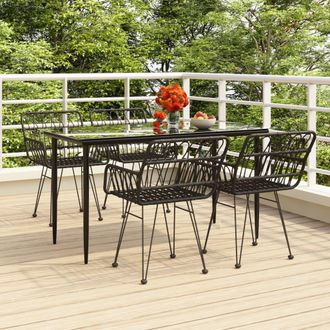 vidaXL Vidaxl - Juego De Comedor De Jard&iacute;n 5 Piezas Rat&aacute;n Sint&eacute;tico Negro