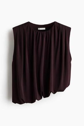 H&M Draped Bubble-hem Top in Dark Brown at Nordstrom, Size X-Small