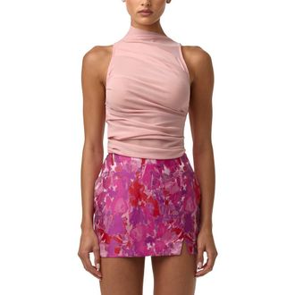 Naked Wardrobe Funnel Neck Semisheer Mesh Bodysuit in Blush at Nordstrom, Size X-Small