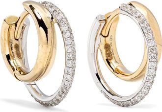 Yvonne Léon 9K Gold Paire De Mini Créoles Earrings - Womens - Grey Diamond/9kt Yellow Gold/9kt White Gold