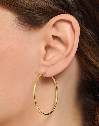 Thomas Sabo Orecchini a cerchio medi in argento sterling 925 placcati oro giallo 18 k