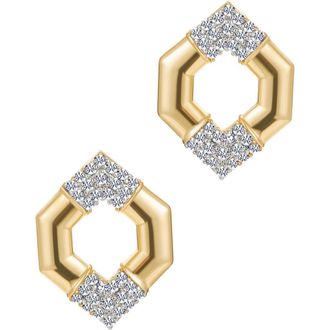st. Moran Hexagon Pav&eacute; Stud Earrings in Gold at Nordstrom