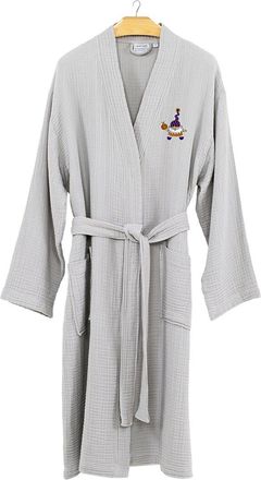 Linum Home Textiles Turkish Cotton Herringbone Weave Embroidered Unisex Bathrobe
