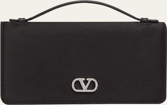 Valentino Garavani Crystal VLogo Satin Top-Handle Bag