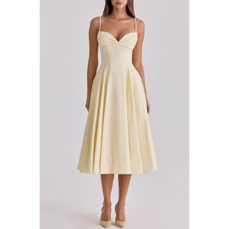 House of CB Dahlia Stretch Pima Cotton Cocktail Dress in Lemon at Nordstrom, Size Small A