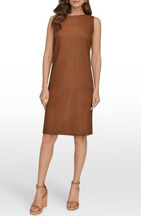 DKNY Linen Blend Shift Dress in Cognac at Nordstrom, Size 10