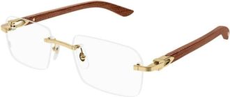 Cartier Glasses, male, Yellow, Size: 56 MM Rectangle Optical Frame