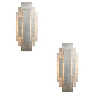 Loops 2 PACK Antique Silver Leaf Panel Wall Light - Twin G9 LED - Decorative Sconce in Metallics