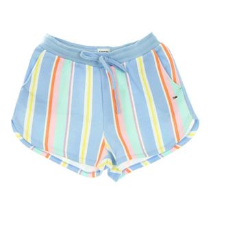 Tommy Hilfiger Blauw Gestreepte Fleece Shorts met Elastische Tailleband - Dames - Bermuda - Veelkleurig - M - Katoen - Korte Broeken