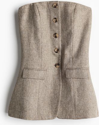 H&M Gekn&ouml;pftes Bandeau-Top - Beige