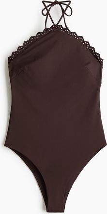 H&M Neckholder-Badeanzug mit wattierten Cups - Dunkelbraun