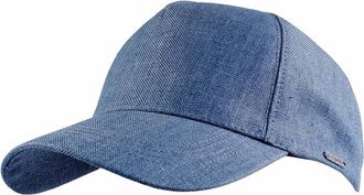 Wigens Mens Baseball Contemporary Cap In Denim Blue Hopsack Linen