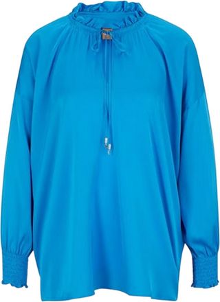 HUGO BOSS Baratina-zijden blouse voor dames (Helder Blauw)