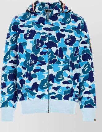 A Bathing Ape cotton camo shark hooded zip sweatshirt